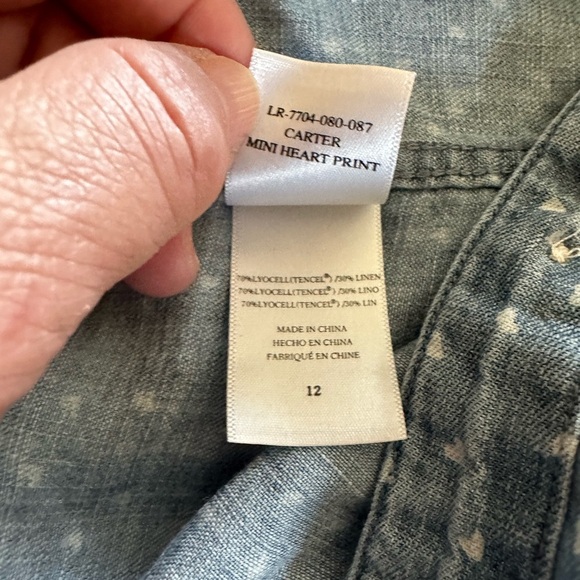 Girls Rails Denim Heart Print Shirt - Picture 3 of 6